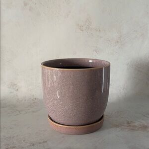 Elegant Ceramic Planter with Saucer - Purple